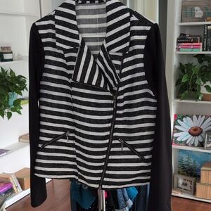 Maurices Black and White Striped Knit Jacket
